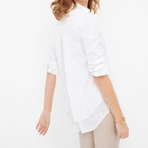 Split Back Pleated Poplin Shirt WHBM
